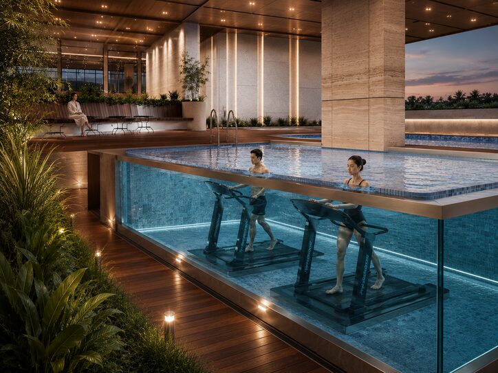 Underwater treadmill di kolam renang Golden Prima Residence