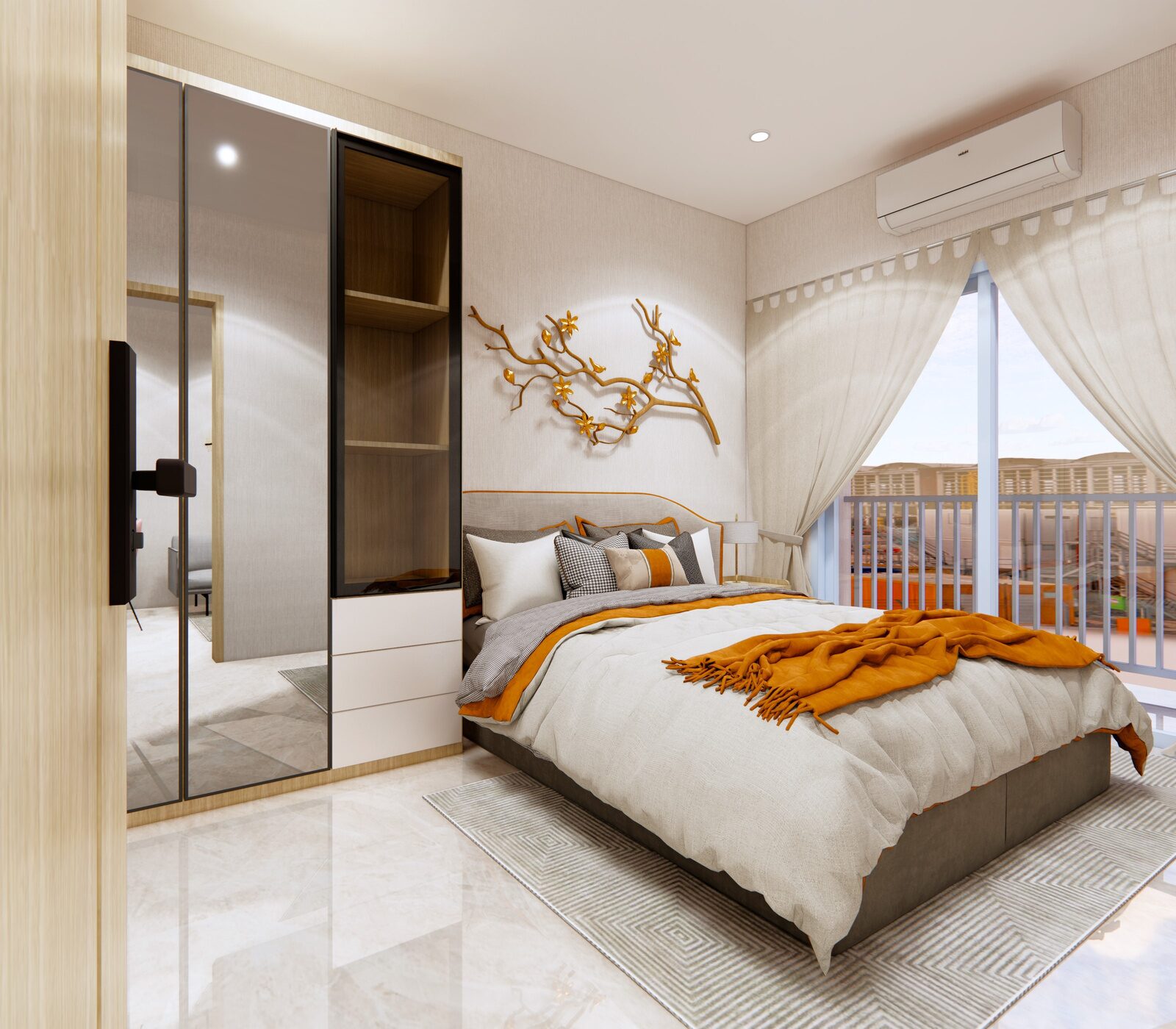 Ruang tamu unit Golden Prima Residence